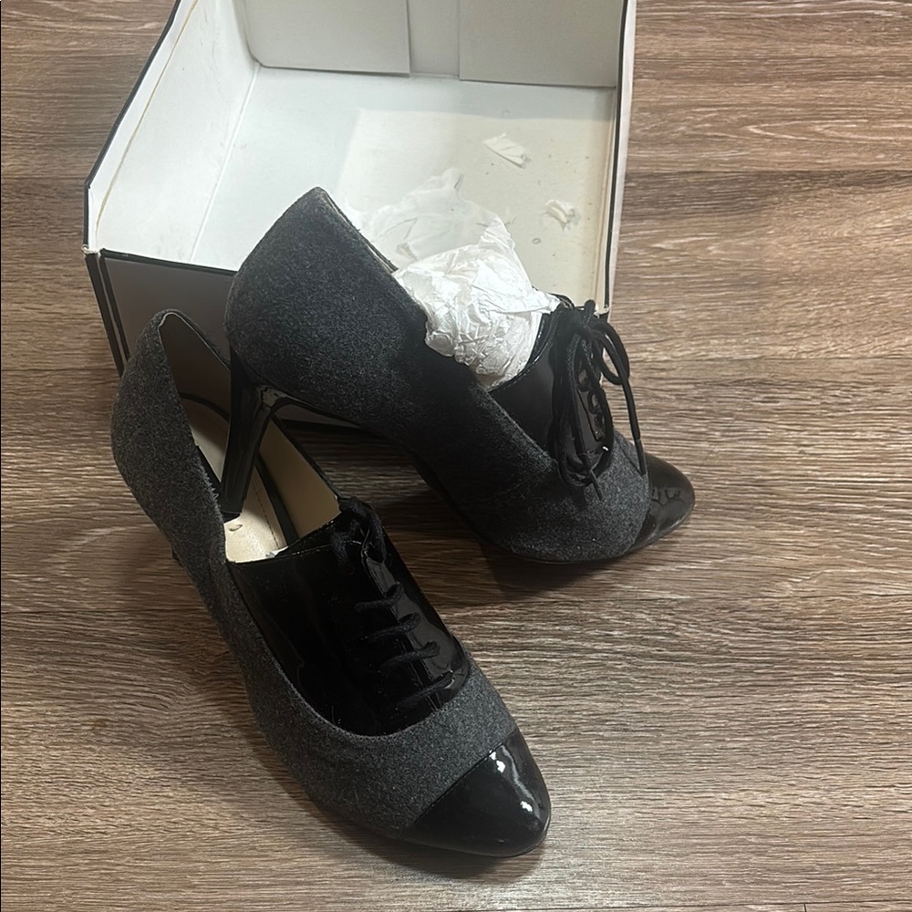 Alex Marie Black and Gray Heels for a Sophisticated Look